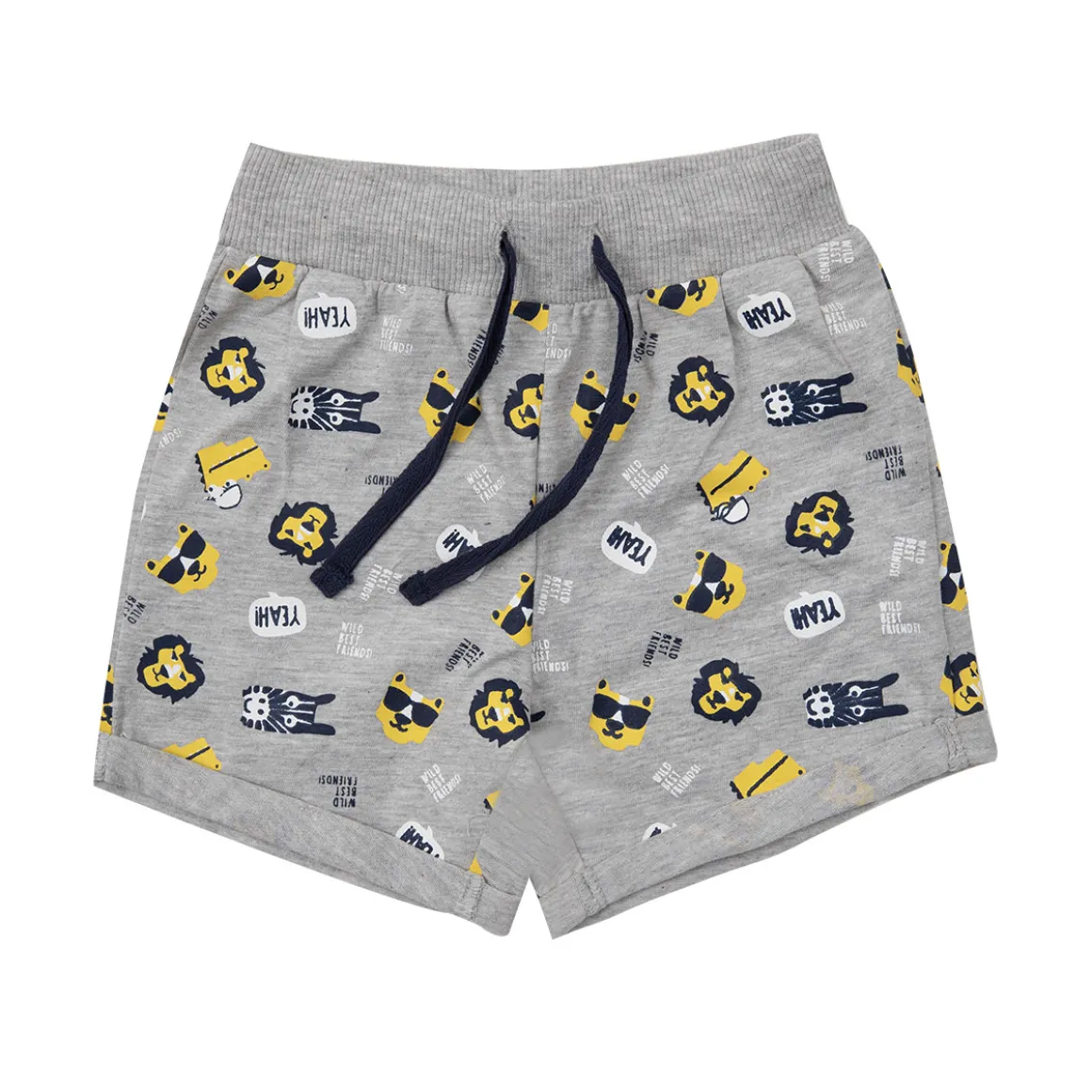 Short jersey bimbo grigio chiaro stampato