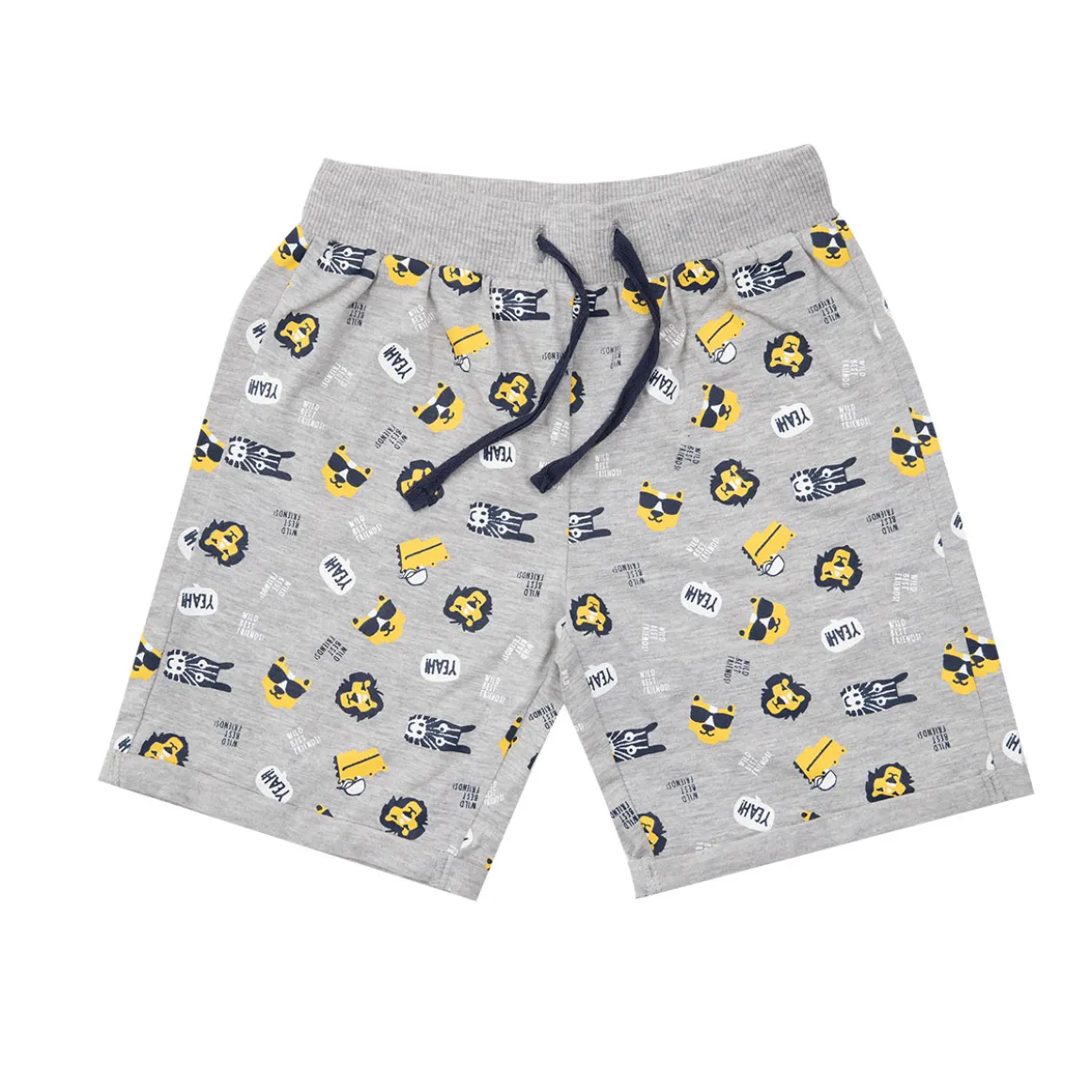 Short jersey bimbo grigio chiaro stampato