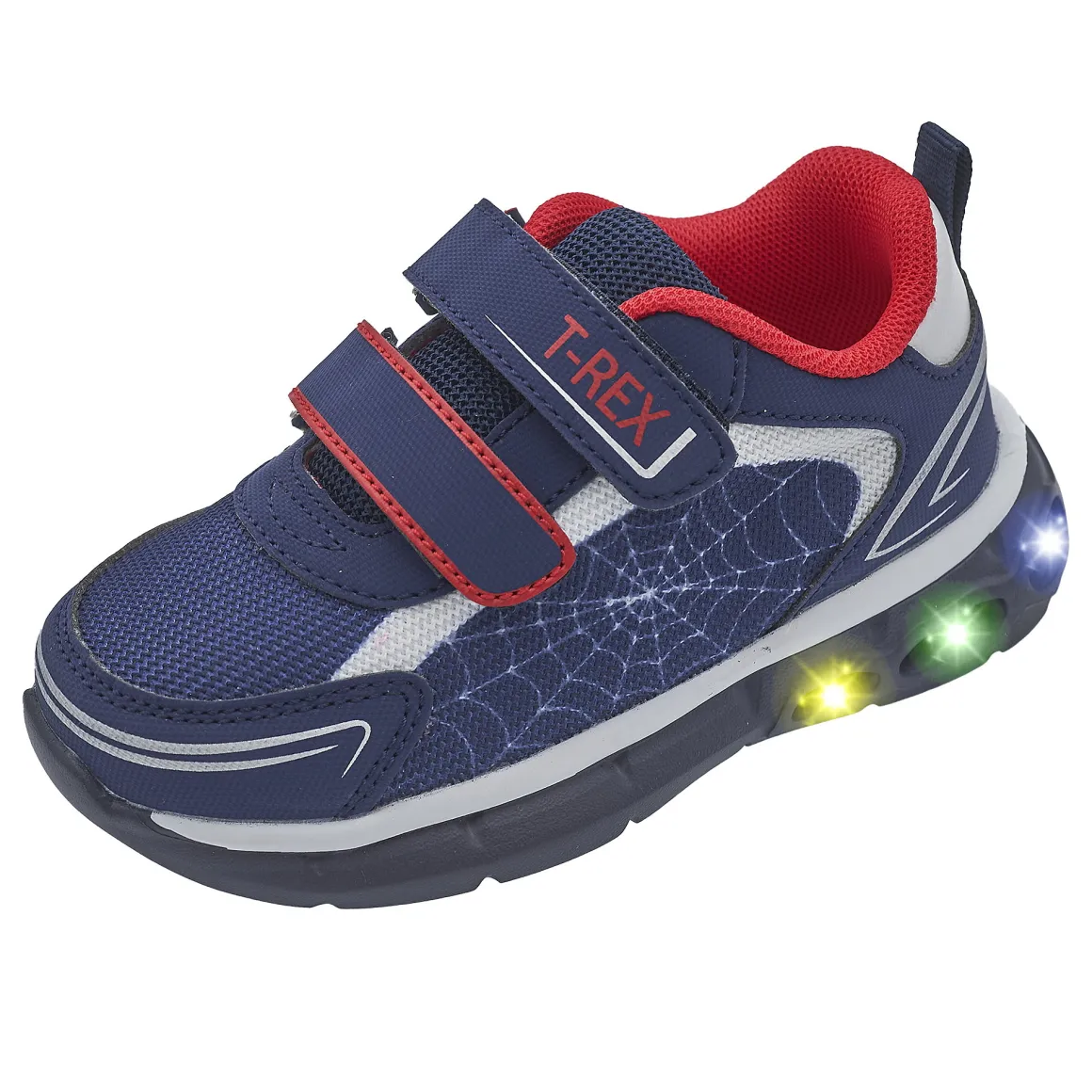 Sneaker con luci colorate nella suola e doppio strappo