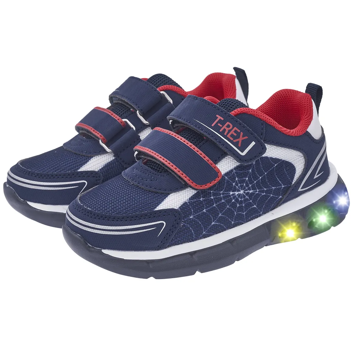 Sneaker con luci colorate nella suola e doppio strappo