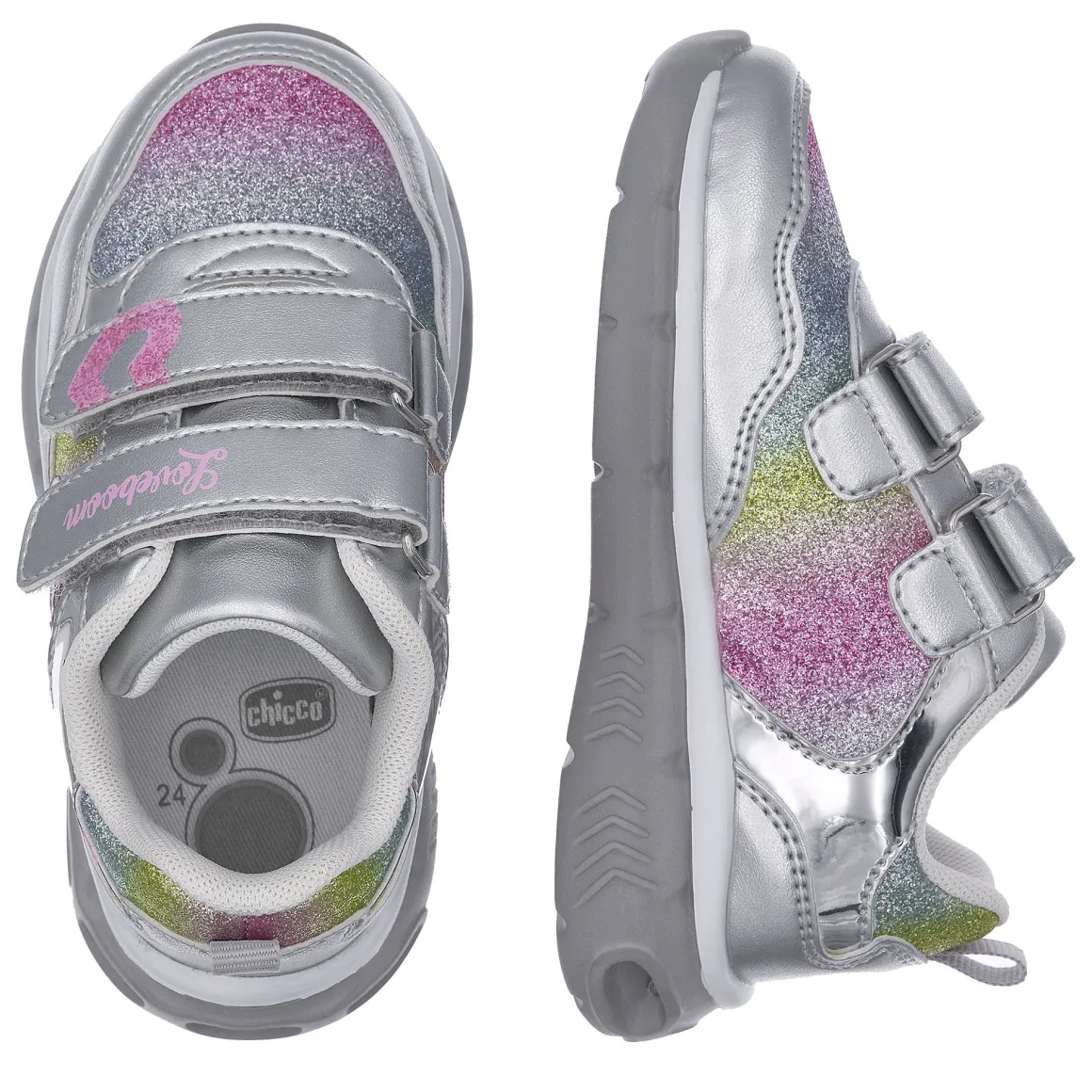 Sneaker con luci colorate nella suola e doppio strappo