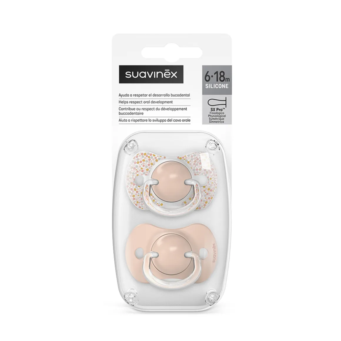 Suavinex-dreams succhietto sil 6/18 sx pro 2pz rosa chiaro