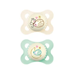 Succhietti original night 2-6m caucciù bio-circolare conf. doppia verde/beige – mam