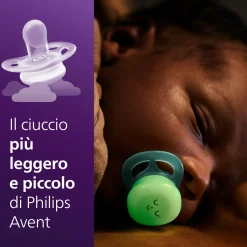 Succhietti ultra start 0-2m night pastello verde e blu smile e sleep, a base vegetale – set da 2 ciucci – philips avent