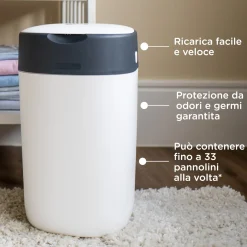Tommee tippee twist and click cestino per pannolini avanzato bianco