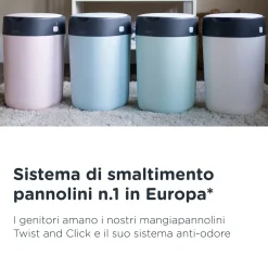 Tommee tippee twist and click cestino per pannolini avanzato bianco