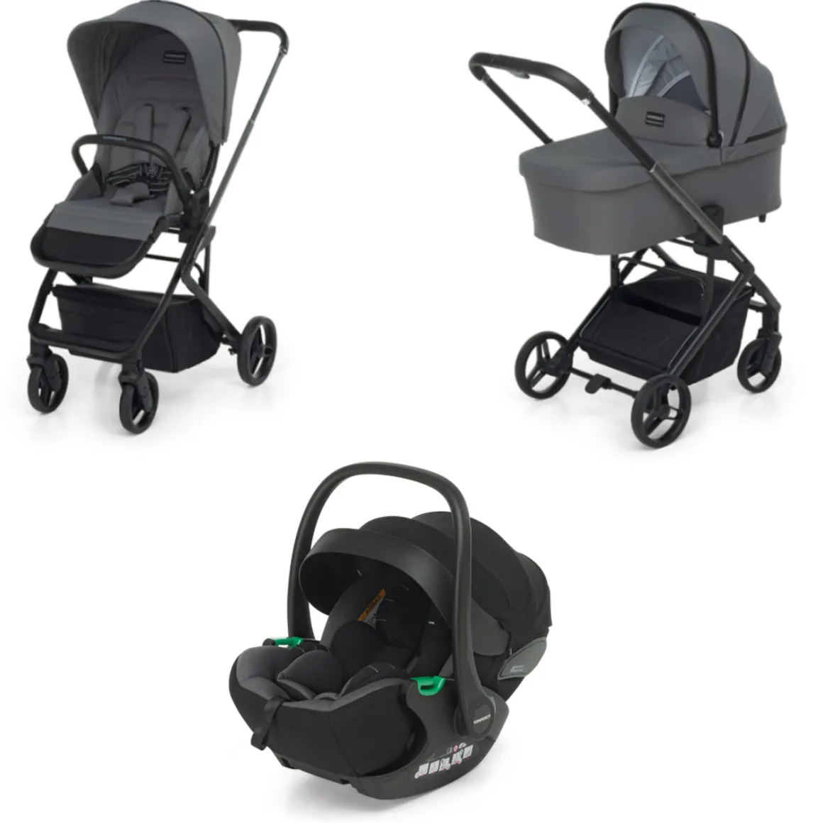 Trio tictoc stone + seggiolino rek black+ adattatore – foppapedretti