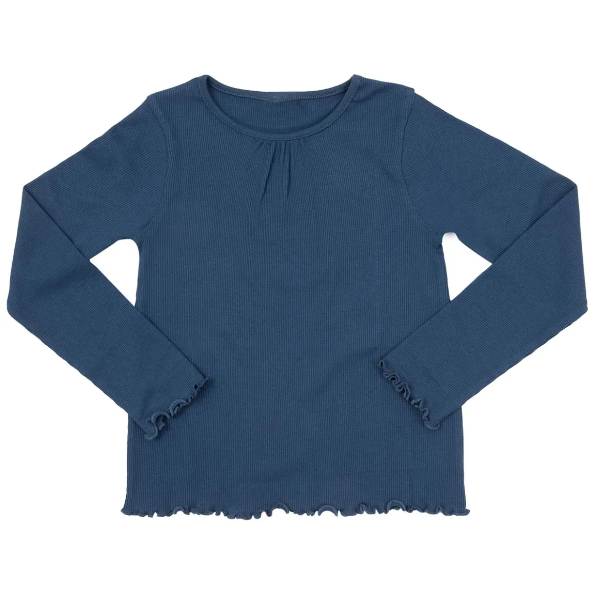 T-shirt manica lunga da bambina blu costina