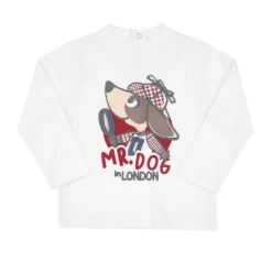 T-shirt maniche lunghe bimbo panna stampata