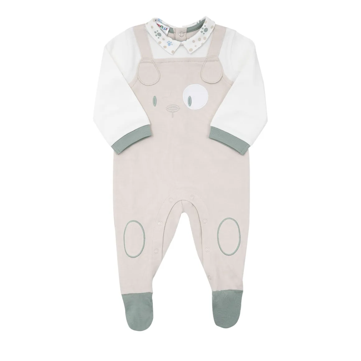 Tutina interlock bimbo finta salopette beige