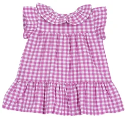 Vestito a maniche corte rosa, in cotone